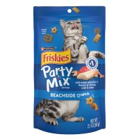 Friskies Party Mix Beachside Crunch With Ocean Whitefish & Flavors of Shrimp Crab & Tuna 2.1oz Cat Treats Pouch Image